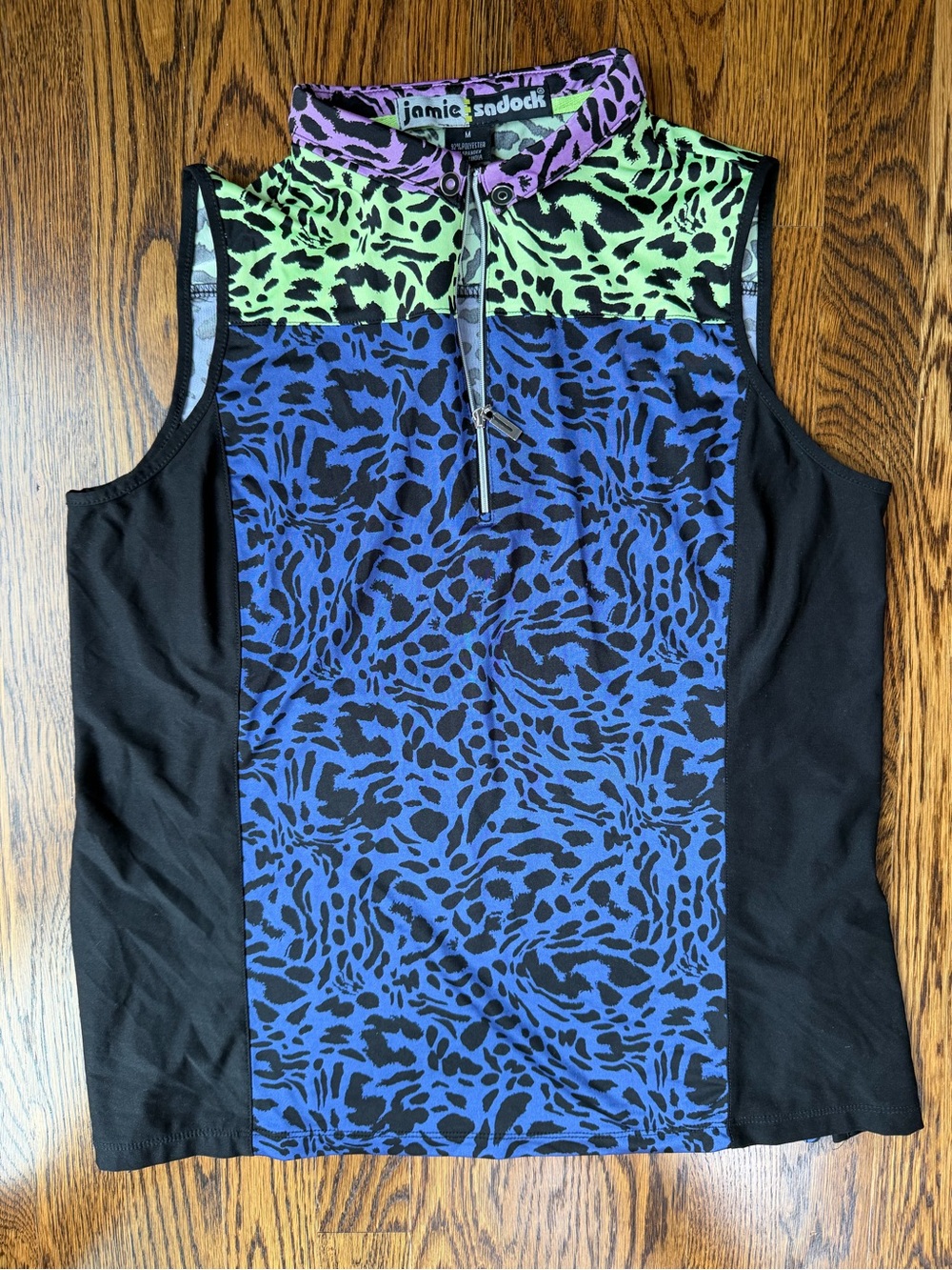 jamie sadock Neon Animal Print Women’s Cycling Active 90s Vintage Half Zip Top